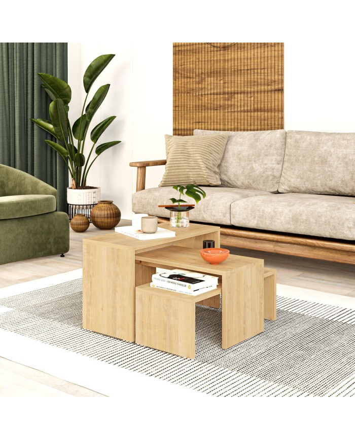 Set di 3 tavoli Alexandra House Living Rovere Legno MDP 32 x 65 x 30 cm 24 x 65 x 30 cm 39 x 65 x 30 cm