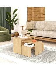 Set di 3 tavoli Alexandra House Living Rovere Legno MDP 32 x 65 x 30 cm 24 x 65 x 30 cm 39 x 65 x 30 cm