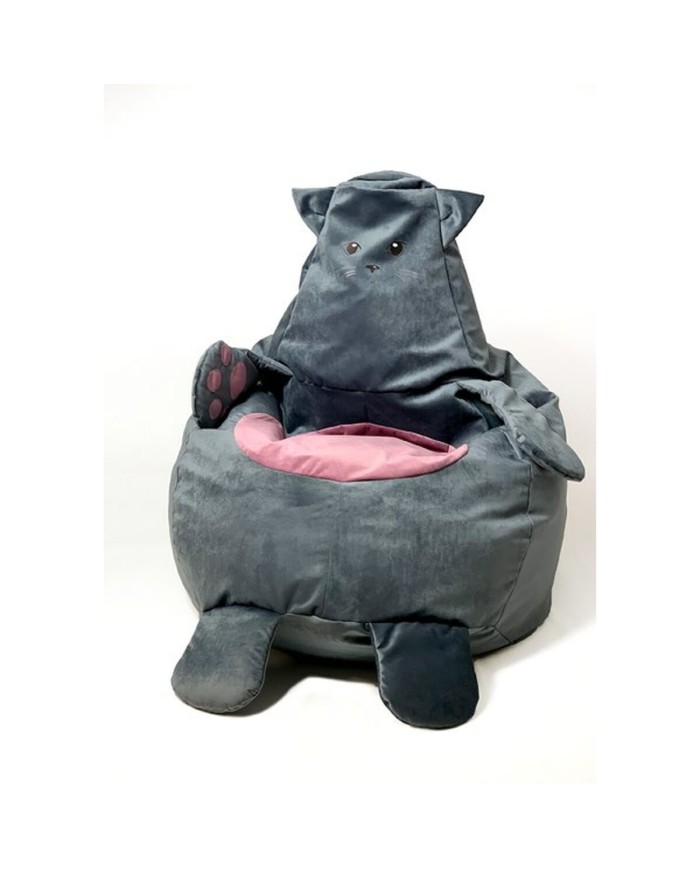 Puff GO GIFT Grigio Oxford Gatto 105 x 80 cm