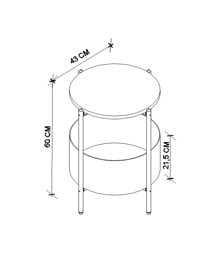 Tavolo aggiuntivo Alexandra House Living Nero Grigio Rovere Metallo Legno MDP 43 x 60 x 43 cm