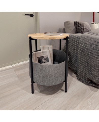 Tavolo aggiuntivo Alexandra House Living Nero Grigio Rovere Metallo Legno MDP 43 x 60 x 43 cm