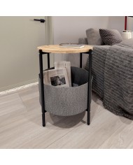 Tavolo aggiuntivo Alexandra House Living Nero Grigio Rovere Metallo Legno MDP 43 x 60 x 43 cm