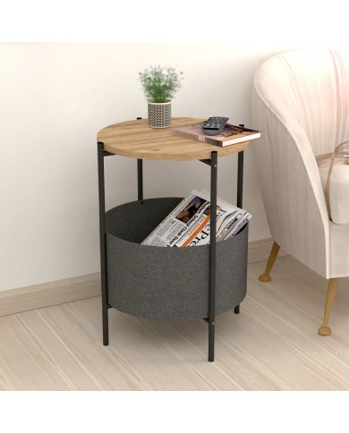 Tavolo aggiuntivo Alexandra House Living Nero Grigio Rovere Metallo Legno MDP 43 x 60 x 43 cm