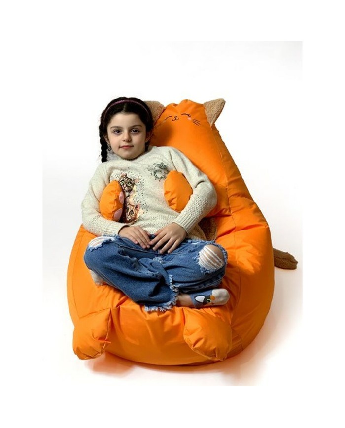 Puff GO GIFT Arancio Oxford Gatto 105 x 80 cm