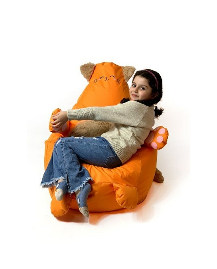 Puff GO GIFT Arancio Oxford Gatto 105 x 80 cm