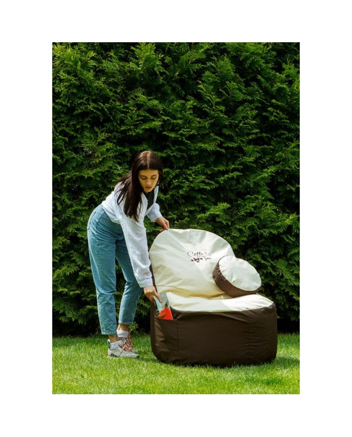 Puff GO GIFT Beige Bronce Oxford tejido antidesgarros 120 x 90 x 90 cm Puff GO GIFT Beige Bronce Oxford tejido antidesgarros 120 x 90 x 90 cm