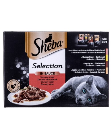 Cibo per gatti Sheba Selection in Sauce Pollo Tacchino Carne di vitello Agnello 85 g