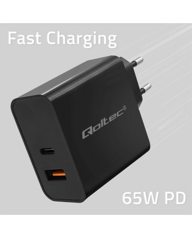 Caricabatterie da Parete Qoltec 52380 Nero 65 W (1 Unità)