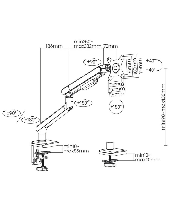 Supporto da Tavolo per Schermo Ergo Office ER-751 17"