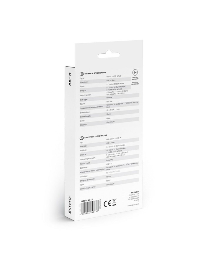 Hub USB Savio AK-71 Hub USB Savio AK-71