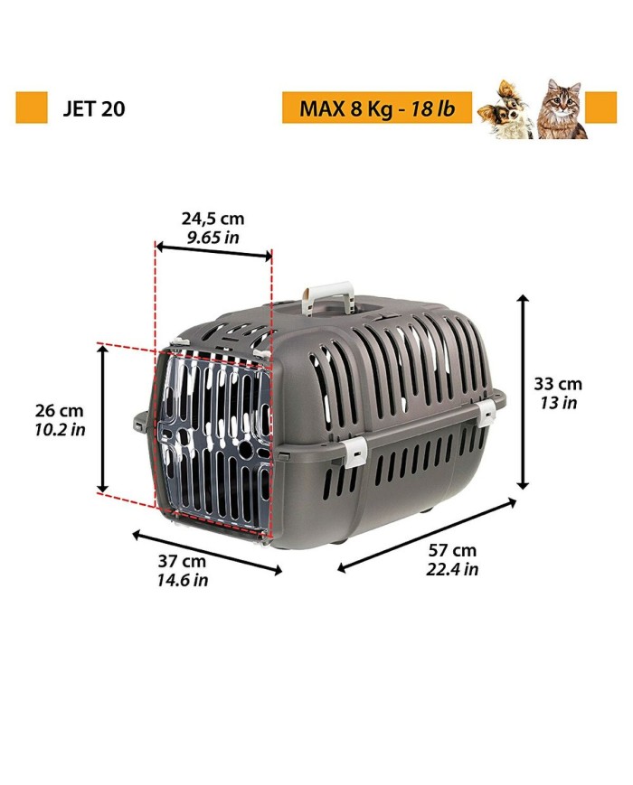 Trasportino Ferplast Jet20 Grigio Plastica