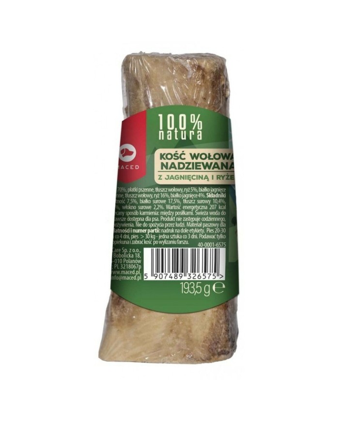 Giocattolo da mordere per cani Maced MACED Bone stuffed with lamb and rice Carne di manzo e vitello