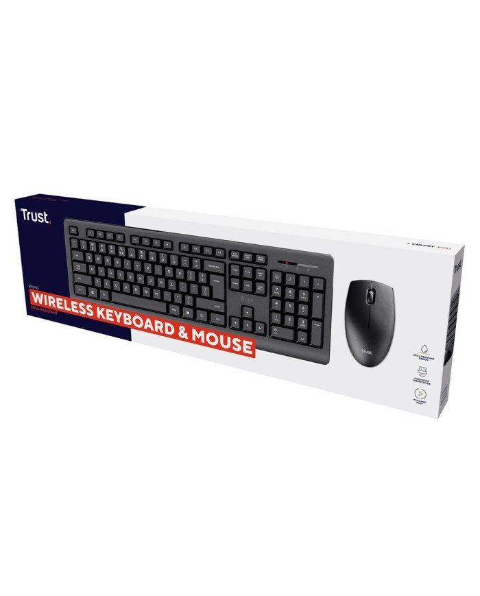 Tastiera e Mouse Wireless Trust Primo Nero Monocromatica Inglese EEUU Qwerty US Tastiera e Mouse Wireless Trust Primo Nero Monocromatica Inglese EEUU Qwerty US