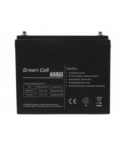 Batteria per Gruppo di Continuità UPS Green Cell AGM25 75 Ah 12 V Batteria per Gruppo di Continuità UPS Green Cell AGM25 75 Ah 12 V