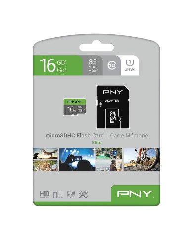 Scheda Di Memoria Micro SD con Adattatore PNY P-SDU16GU185GW-GE Elite C10 16 GB