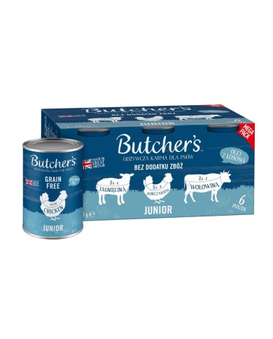 Cibo umido Butcher's Original Junior Mega pack mix Pollo 6 x 400 g