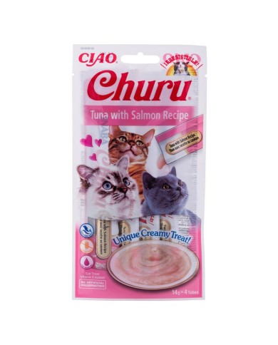 Spuntino per Cat Inaba EU106 Salmone Tonno Pesce 4 x 14 g Spuntino per Cat Inaba EU106 Salmone Tonno Pesce 4 x 14 g