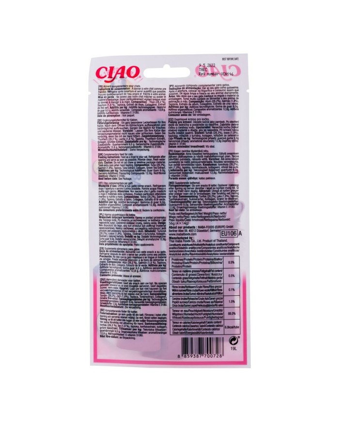 Spuntino per Cat Inaba EU106 Salmone Tonno Pesce 4 x 14 g