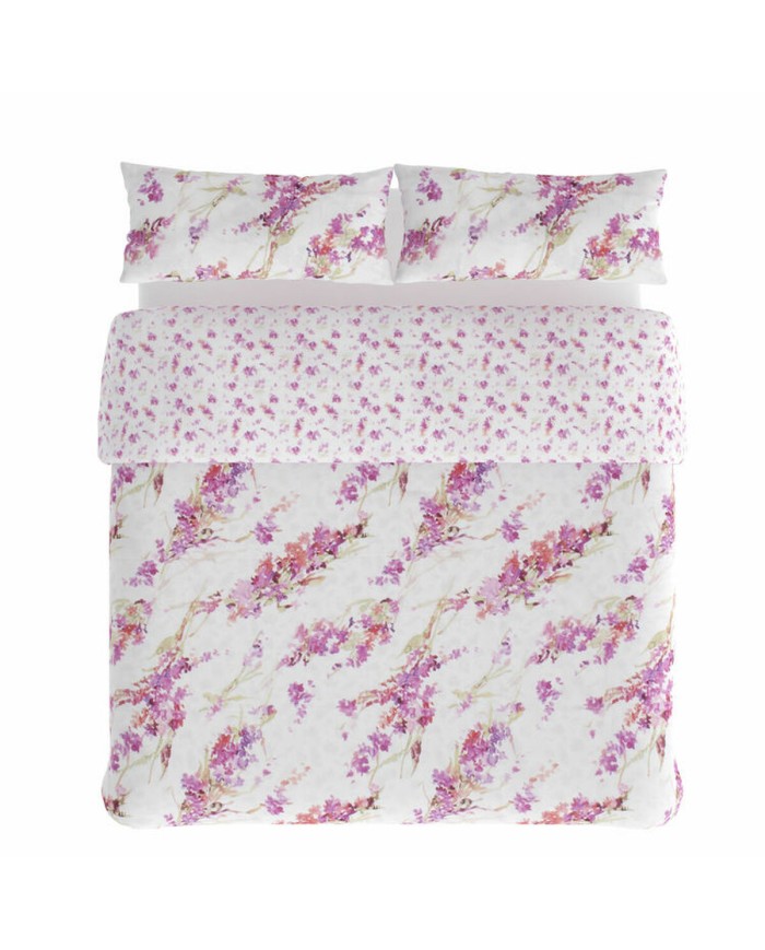 Set di copripiumino Hosteline SPRING Malva Singolo 3 Pezzi