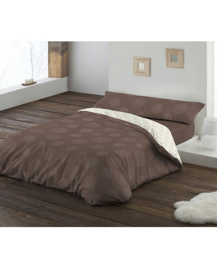 Set di copripiumino Hosteline LIENZO Marrone Ala francese 2 Pezzi