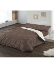 Set di copripiumino Hosteline LIENZO Marrone Ala francese 2 Pezzi
