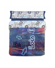 Copripiumino Lois NIGHT P. Azzurro Matrimoniale 240 x 230 cm