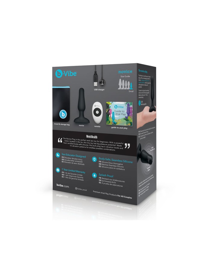 Plug anale con telecomando B-Vibe NOVICE Nero