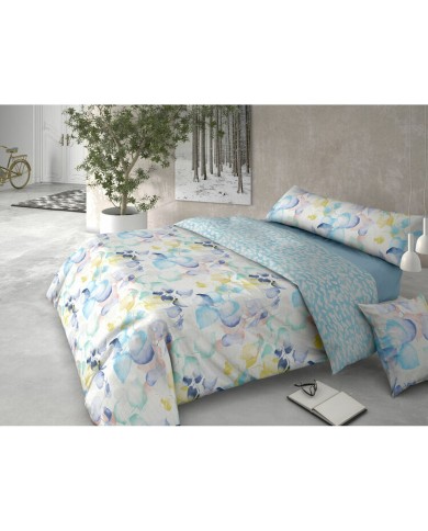 Set di copripiumino Pierre Cardin HOJARASCA Azzurro Osimano 4 Pezzi