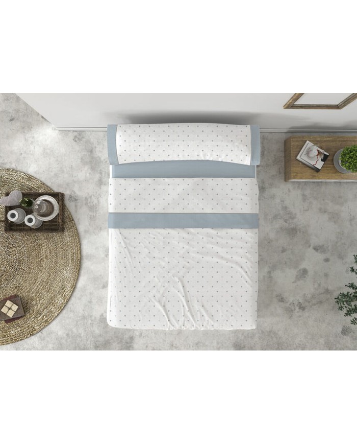 Set di Lenzuola Tejidos Reina TOPOS Azzurro Bianco Osimano Set di Lenzuola Tejidos Reina TOPOS Azzurro Bianco Osimano