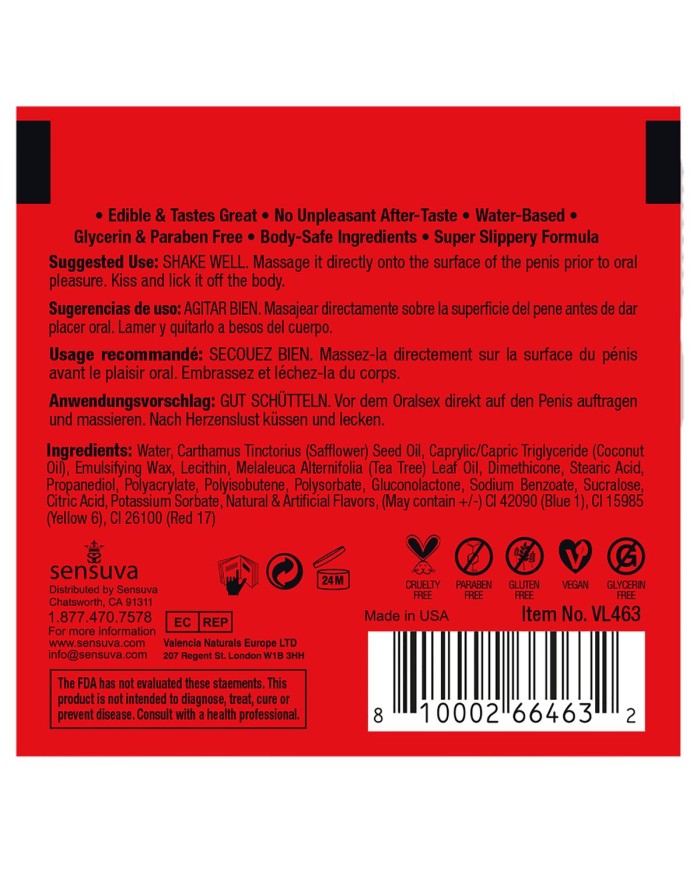 Lubrificante Aromatizzato Sensuva Anguria 6 ml Lubrificante Aromatizzato Sensuva Anguria 6 ml