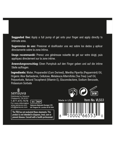 Gel rilassante anale Sensuva Menta 6 ml Gel rilassante anale Sensuva Menta 6 ml