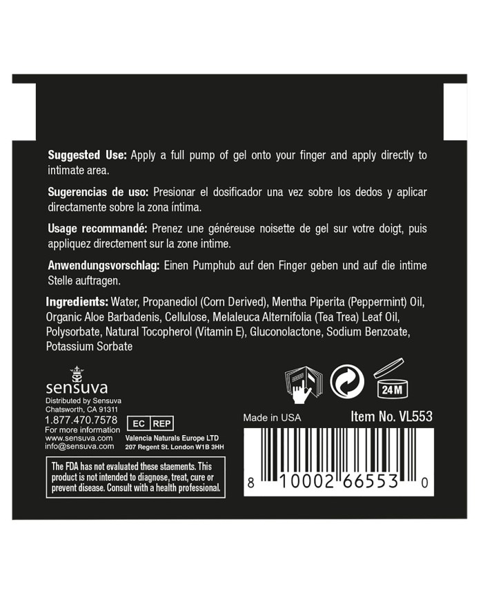 Gel rilassante anale Sensuva Menta 6 ml Gel rilassante anale Sensuva Menta 6 ml