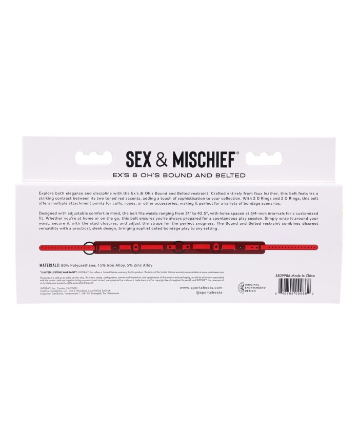 Cintura regolabile Sportsheets Sex and Mischief Rosso Cintura regolabile Sportsheets Sex and Mischief Rosso