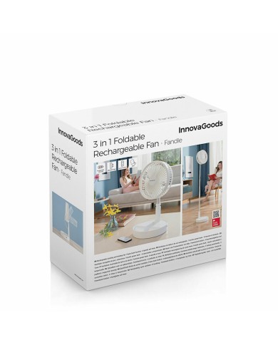 Ventilatore Ricaricabile Pieghevole 3 in 1 Fandle InnovaGoods Ø7,7'' 7200 mAh Ventilatore Ricaricabile Pieghevole 3 in 1 Fandle InnovaGoods Ø7,7'' 7200 mAh