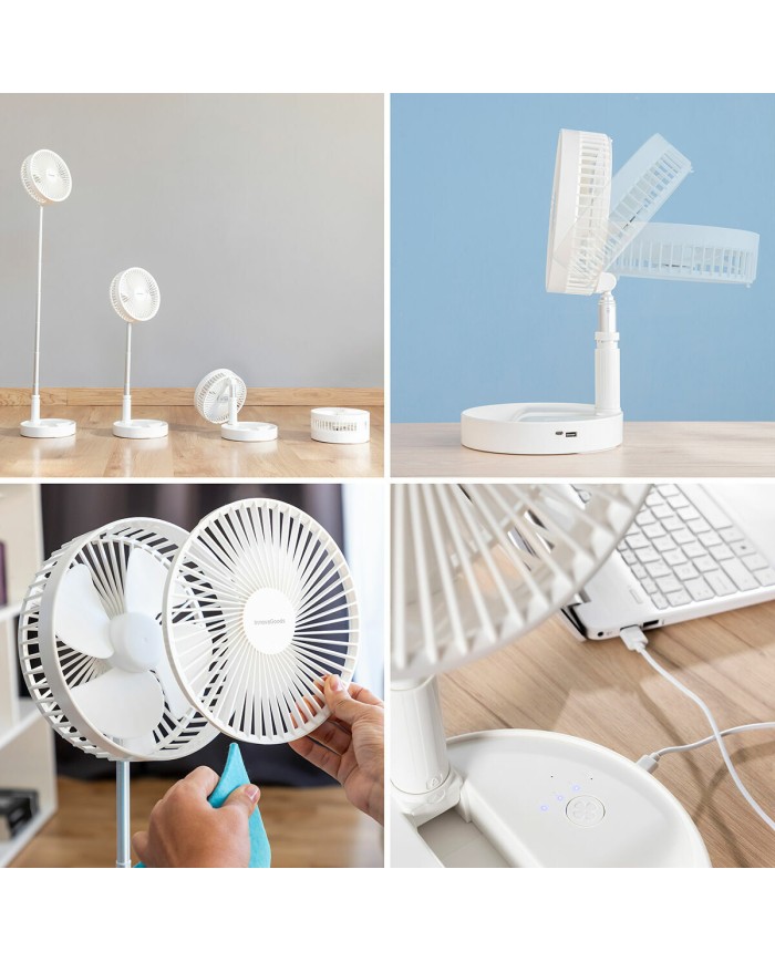 Ventilatore Ricaricabile Pieghevole 3 in 1 Fandle InnovaGoods Ø7,7'' 7200 mAh Ventilatore Ricaricabile Pieghevole 3 in 1 Fandle InnovaGoods Ø7,7'' 7200 mAh