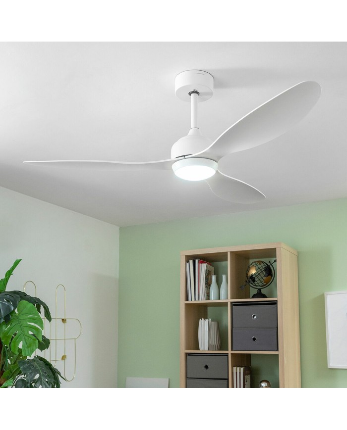 Ventilatore da Soffitto con Luce LED e 3 Pale ABS Flaled InnovaGoods Bianco 36 W 52" Ø132 cm