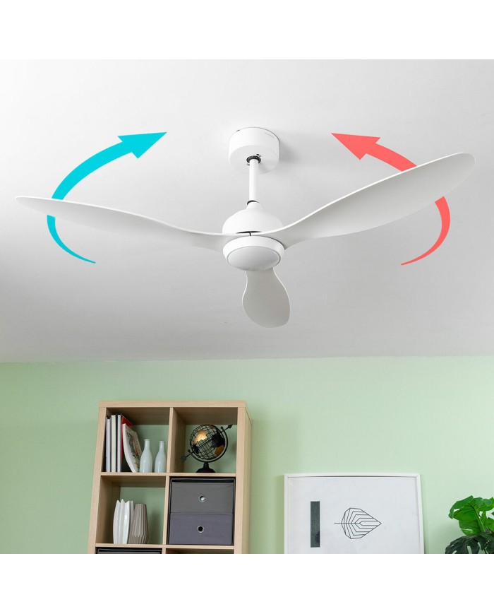 Ventilatore da Soffitto con Luce LED e 3 Pale ABS Flaled InnovaGoods Bianco 36 W 52" Ø132 cm