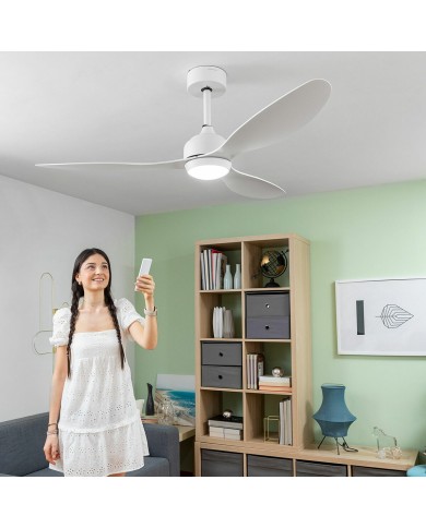 Ventilatore da Soffitto con Luce LED e 3 Pale ABS Flaled InnovaGoods Bianco 36 W 52" Ø132 cm Ventilatore da Soffitto con Luce LED e 3 Pale ABS Flaled InnovaGoods Bianco 36 W 52" Ø132 cm