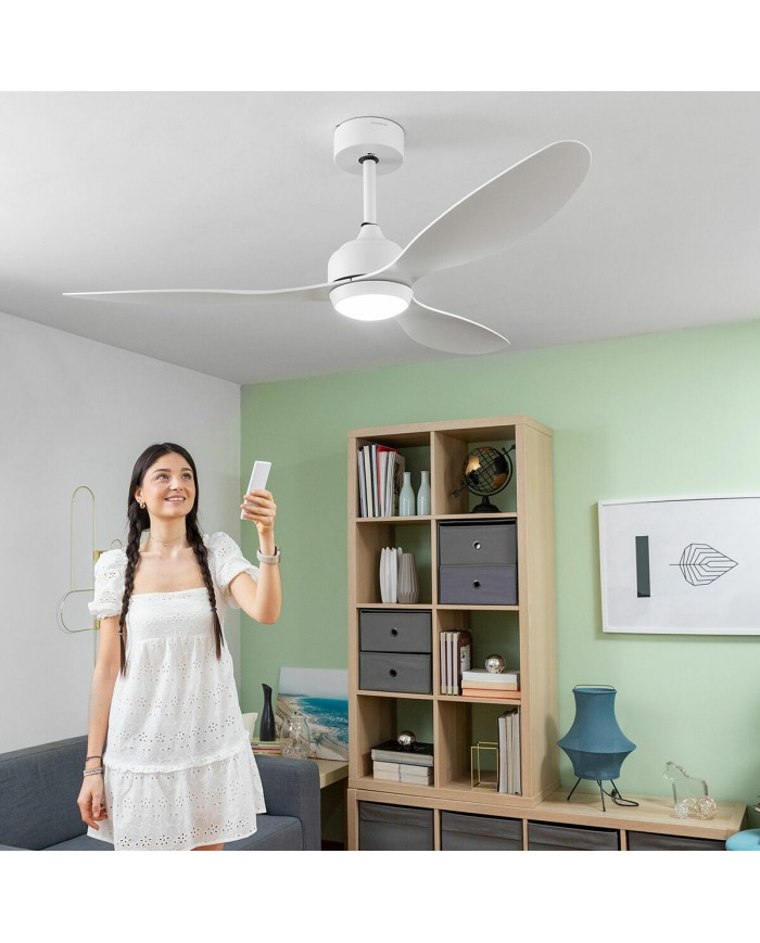 Ventilatore da Soffitto con Luce LED e 3 Pale ABS Flaled InnovaGoods Bianco 36 W 52" Ø132 cm