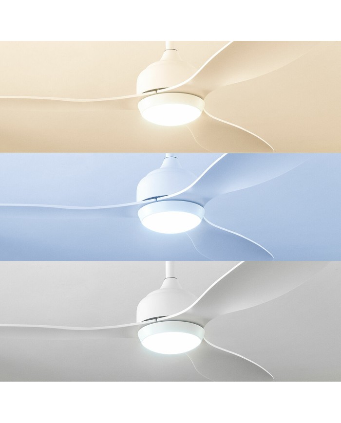 Ventilatore da Soffitto con Luce LED e 3 Pale ABS Flaled InnovaGoods Bianco 36 W 52" Ø132 cm