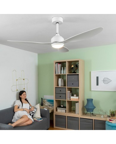 Ventilatore da Soffitto con Luce LED e 3 Pale ABS Flaled InnovaGoods Bianco 36 W 52" Ø132 cm Ventilatore da Soffitto con Luce LED e 3 Pale ABS Flaled InnovaGoods Bianco 36 W 52" Ø132 cm