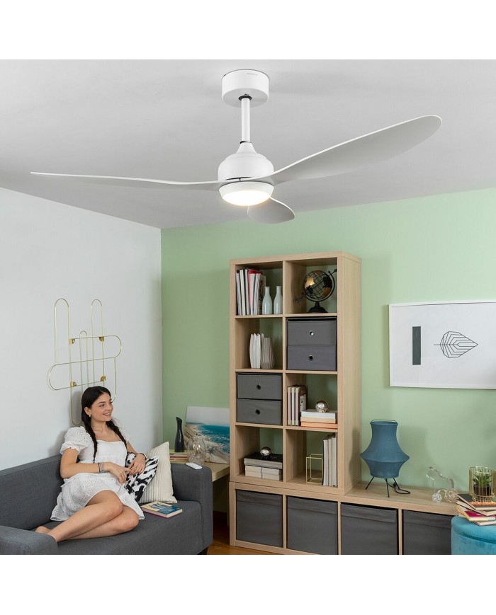 Ventilatore da Soffitto con Luce LED e 3 Pale ABS Flaled InnovaGoods Bianco 36 W 52" Ø132 cm