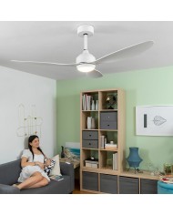 Ventilatore da Soffitto con Luce LED e 3 Pale ABS Flaled InnovaGoods Bianco 36 W 52" Ø132 cm