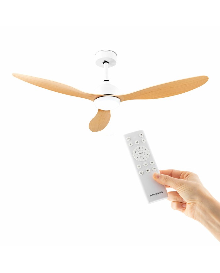 Ventilatore da Soffitto con Luce LED e 3 Pale ABS Wuled InnovaGoods Legno 36 W 52" Ø132 cm Ventilatore da Soffitto con Luce LED e 3 Pale ABS Wuled InnovaGoods Legno 36 W 52" Ø132 cm