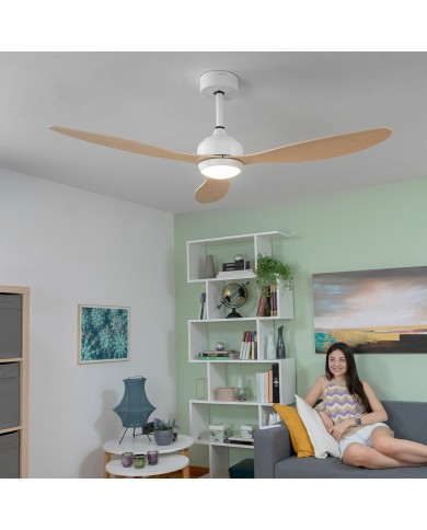 Ventilatore da Soffitto con Luce LED e 3 Pale ABS Wuled InnovaGoods Legno 36 W 52" Ø132 cm Ventilatore da Soffitto con Luce LED e 3 Pale ABS Wuled InnovaGoods Legno 36 W 52" Ø132 cm