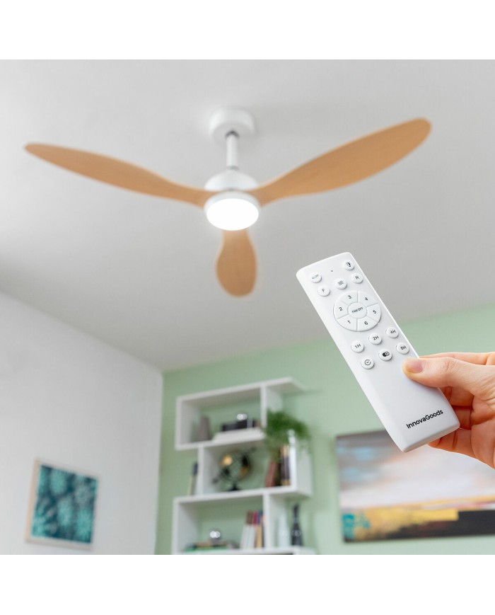 Ventilatore da Soffitto con Luce LED e 3 Pale ABS Wuled InnovaGoods Legno 36 W 52" Ø132 cm Ventilatore da Soffitto con Luce LED e 3 Pale ABS Wuled InnovaGoods Legno 36 W 52" Ø132 cm