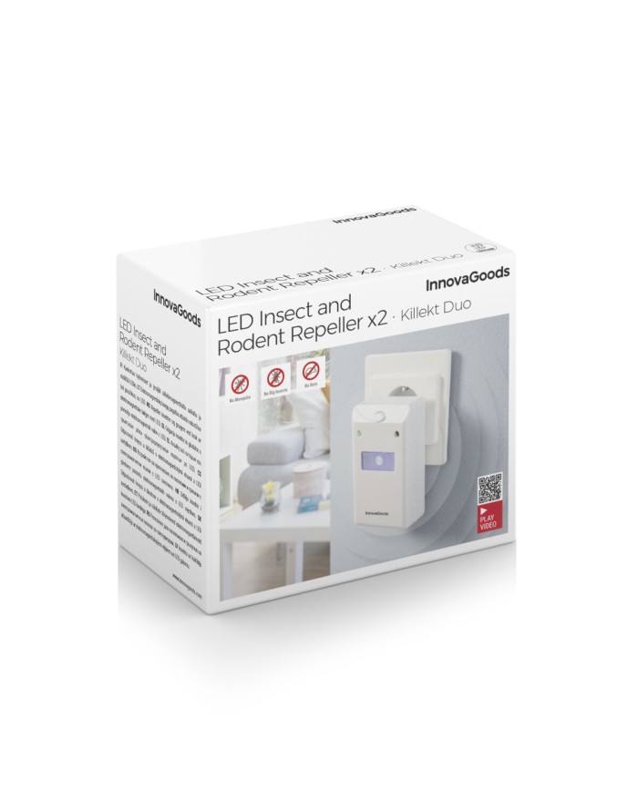 Repellente ad Ultrasuoni per Parassiti con LED Killekt Duo InnovaGoods 2 Unità