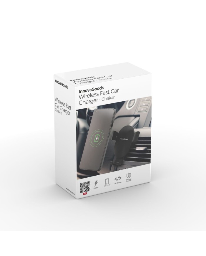 Supporto Caricabatterie Rapido Wireless per Auto Chakar InnovaGoods Supporto Caricabatterie Rapido Wireless per Auto Chakar InnovaGoods