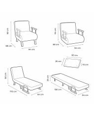 Poltrona Letto 1 Piazza Trasformabile 4 in 1 InnovaGoods (Ricondizionati B)