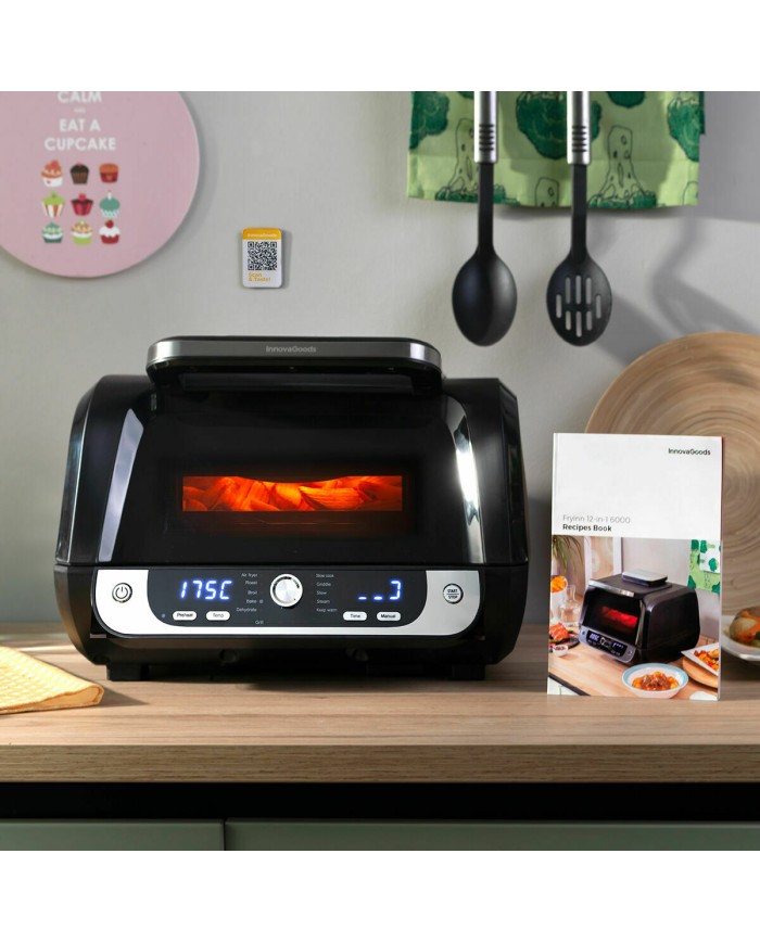 Friggitrice ad Aria con Grill, Accessori e Ricettario InnovaGoods 3400 W Nero 6 L (Ricondizionati A)